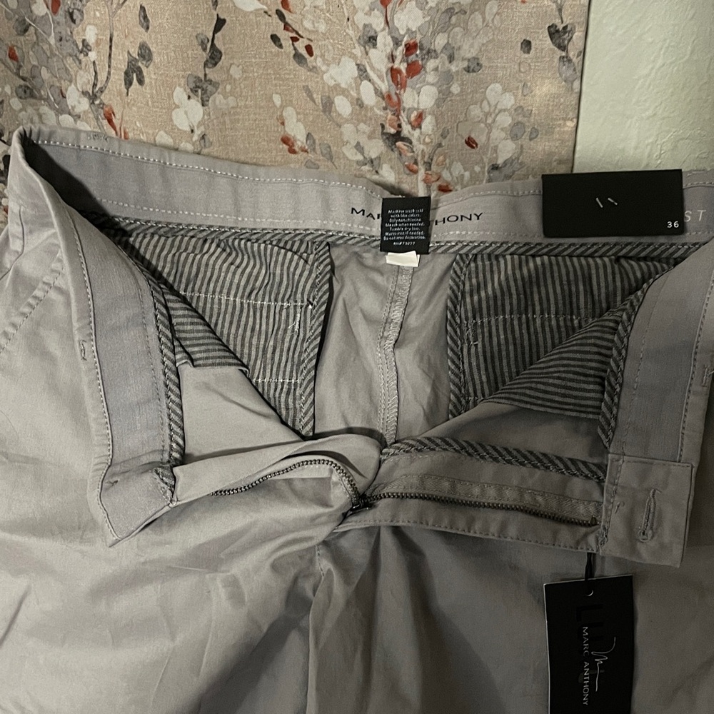Marc Anthony Gray Striped Men's Trousers